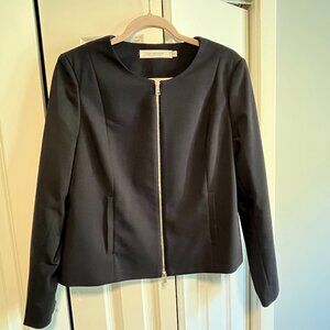 Simons Navy Blazer Fully Lined with Shoulder Pads and Zipper Closure Size 12